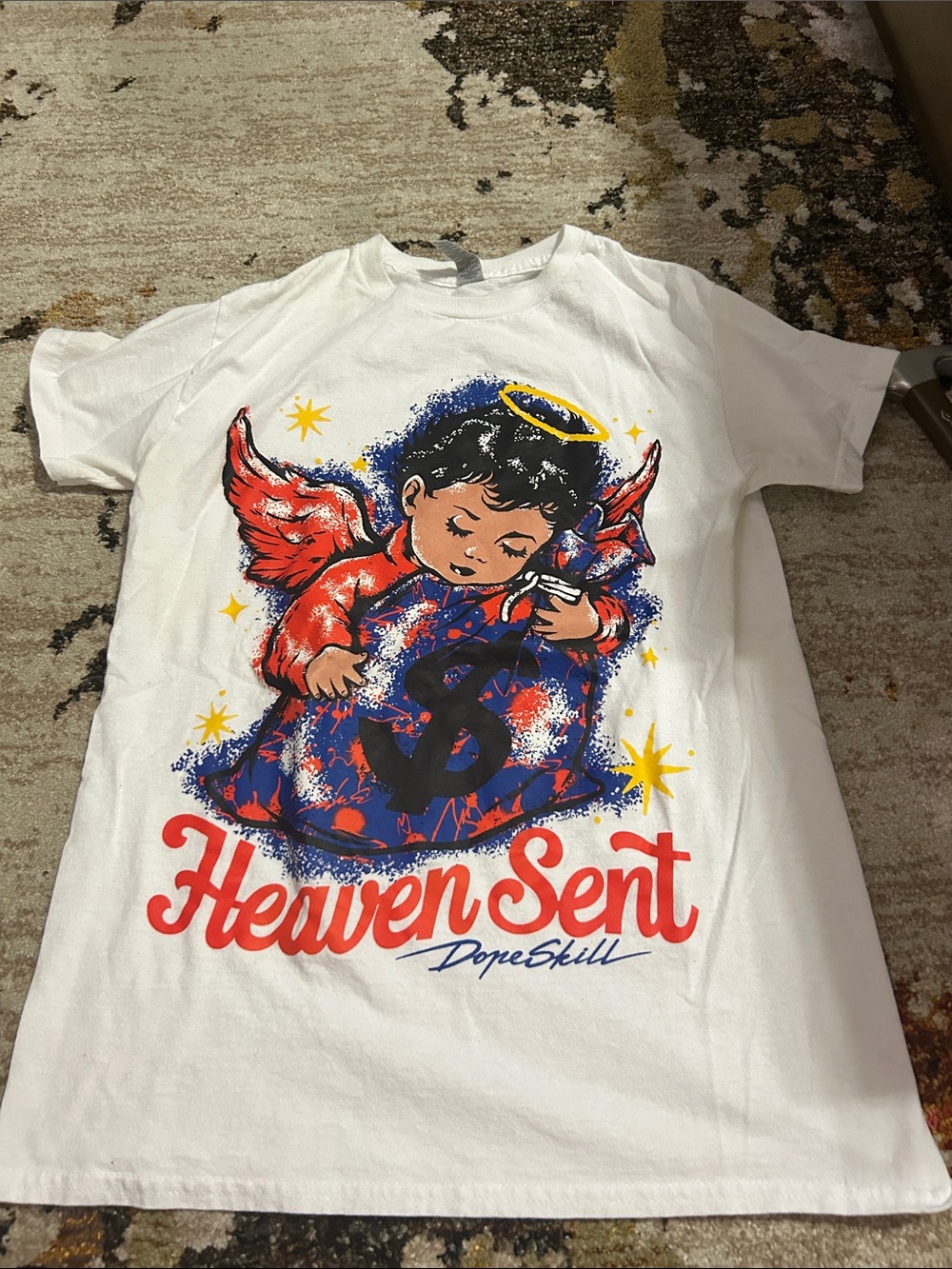 Men 'Heaven Sent' White Graphic Tee